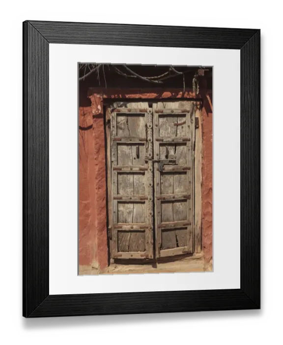 Framed Print : India, Rajasthan, Jodhpur, Bishnoi Village. Door on traditional Bishnoi structure Framed Print : India, Rajasthan, Jodhpur, Bishnoi Village. Door on traditional Bishnoi structure