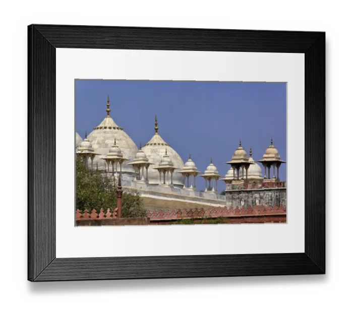 Framed Print : Domes on mosque, Fatehpur Sikri, in the state of Uttar Pradesh, India