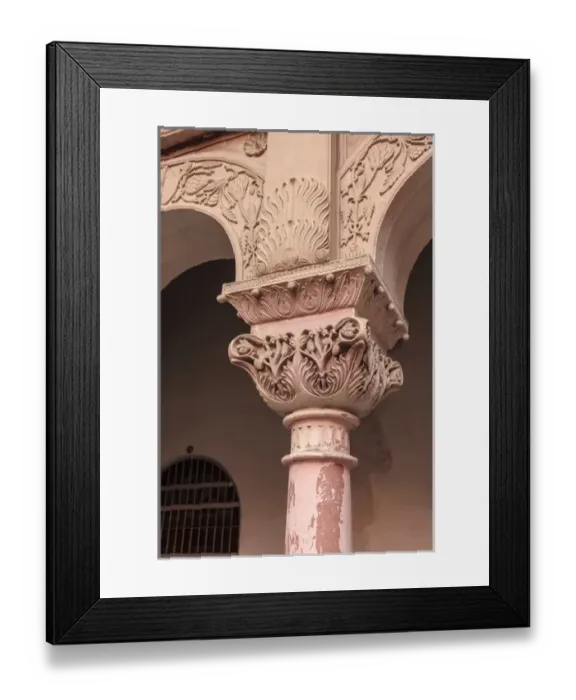 Framed Print : India, Rajasthan, Bikaner, Junagarh Fort, Detail of carving on column Framed Print : India, Rajasthan, Bikaner, Junagarh Fort, Detail of carving on column