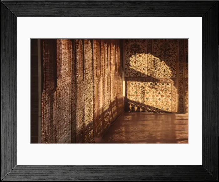 Framed Print : India, Rajasthan, Bikaner, Sunlight passing through blinds in Junagarh Fort Framed Print : India, Rajasthan, Bikaner, Sunlight passing through blinds in Junagarh Fort