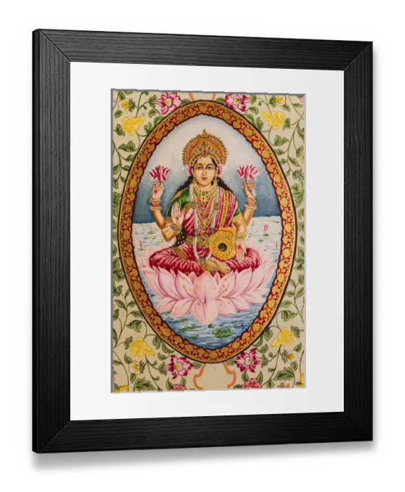 Framed Print : India, Rajasthan, Bikaner, Karni Mata Temple, Painting of goddess Lakshmi