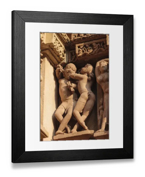Framed Print : India, Madhya Pradesh, Chhatarpur District, Khajuraho, Detail of yaksha and yakshi