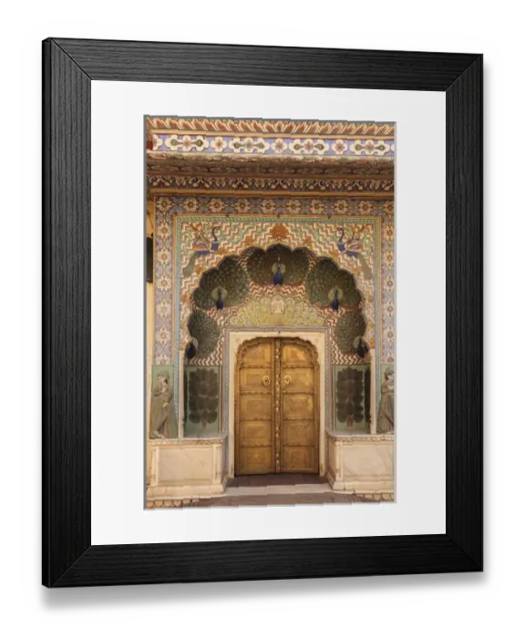 Framed Print : India, Rajasthan, Jaipur, Peacock door at City Palace Framed Print : India, Rajasthan, Jaipur, Peacock door at City Palace