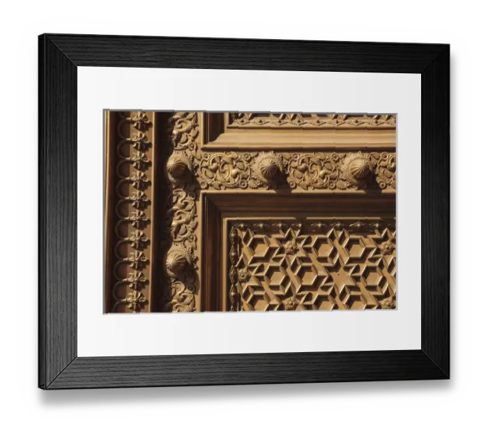 Framed Print : India, Rajasthan, Jaipur, City Palace, Detail of carved wooden door Framed Print : India, Rajasthan, Jaipur, City Palace, Detail of carved wooden door