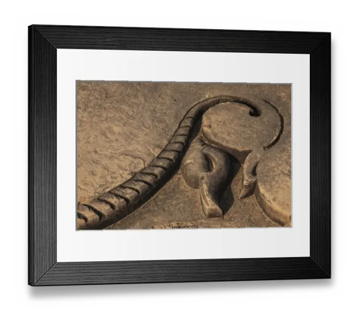 Framed Print : India, Madhya Pradesh, Chhatarpur District, Khajuraho, Detail of stone carving on step