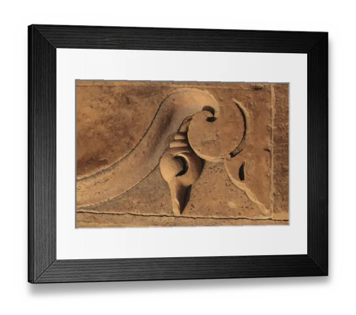 Framed Print : India, Madhya Pradesh, Chhatarpur District, Khajuraho, Detail of stone carving on step