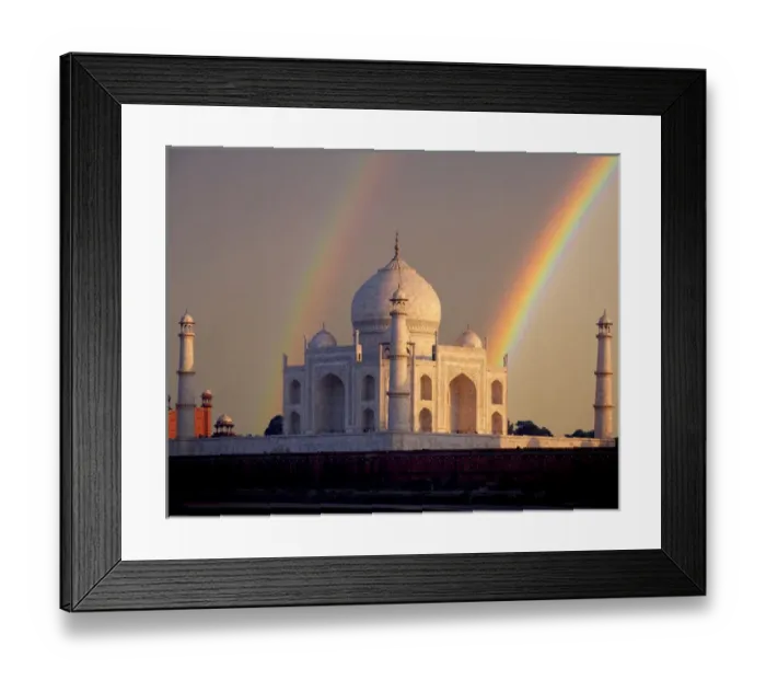 Framed Print : India, Uttar Pradesh, Agra. Double rainbow over Taj Mahal mausoleum Framed Print : India, Uttar Pradesh, Agra. Double rainbow over Taj Mahal mausoleum