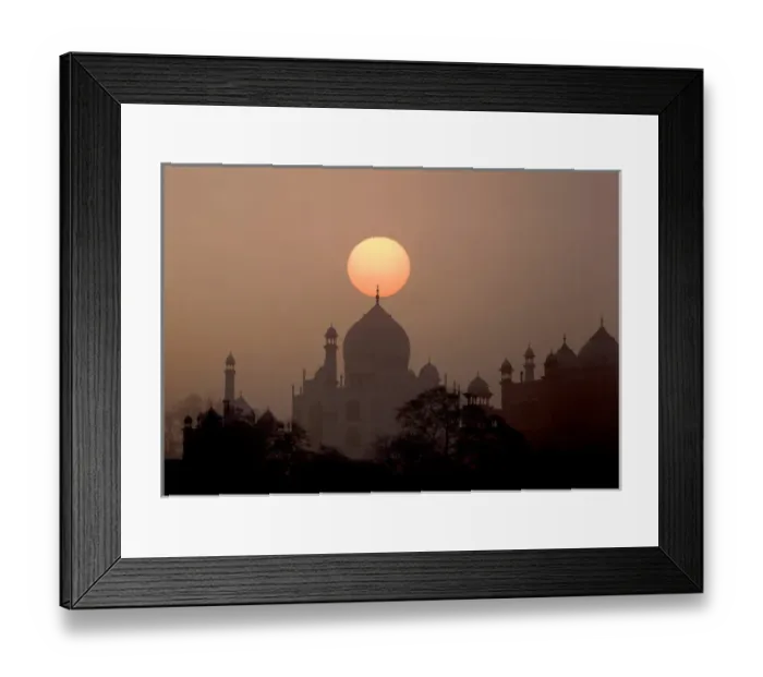 Framed Print : India, Uttar Pradesh, Agra. Sun sets over Taj Mahal mausoleum Framed Print : India, Uttar Pradesh, Agra. Sun sets over Taj Mahal mausoleum