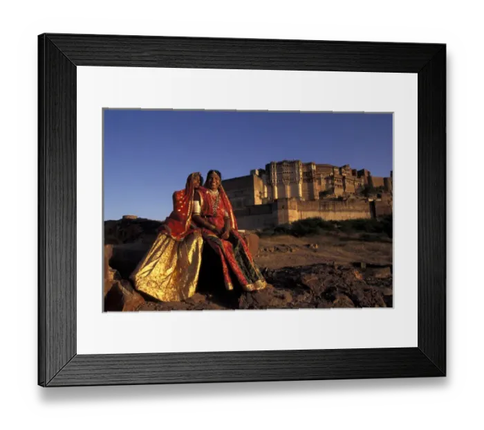 Framed Print : Asia, India, Jodpur, Rajasthan, Meherangarh Fort. Girls in traditional dress (MR) Framed Print : Asia, India, Jodpur, Rajasthan, Meherangarh Fort. Girls in traditional dress (MR)