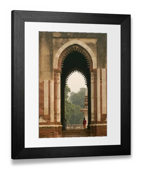 Framed Print : India, Delhi. Constructed with red sandstone and marble, The Qutub Minar Complex Framed Print : India, Delhi. Constructed with red sandstone and marble, The Qutub Minar Complex