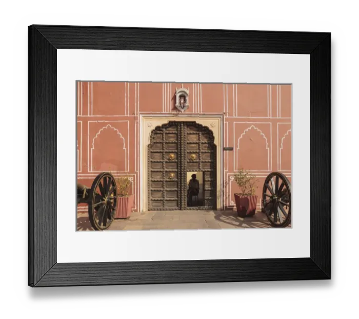Framed Print : India, Rajasthan, Jaipur, Entrance of City Palace with shrine above doorway Framed Print : India, Rajasthan, Jaipur, Entrance of City Palace with shrine above doorway