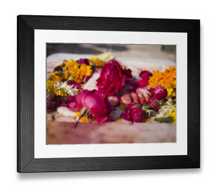 Framed Print : Variety of flowers for religious offering in temple in Udaipur, Rajasthan, India Framed Print : Variety of flowers for religious offering in temple in Udaipur, Rajasthan, India