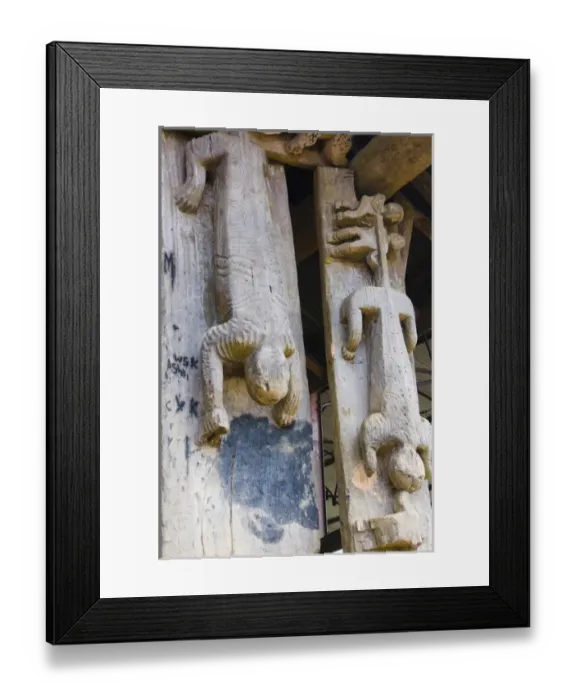 Framed Print : Wakching Village, Nagaland, northeast India, animist lizard-like wood carvings Framed Print : Wakching Village, Nagaland, northeast India, animist lizard-like wood carvings