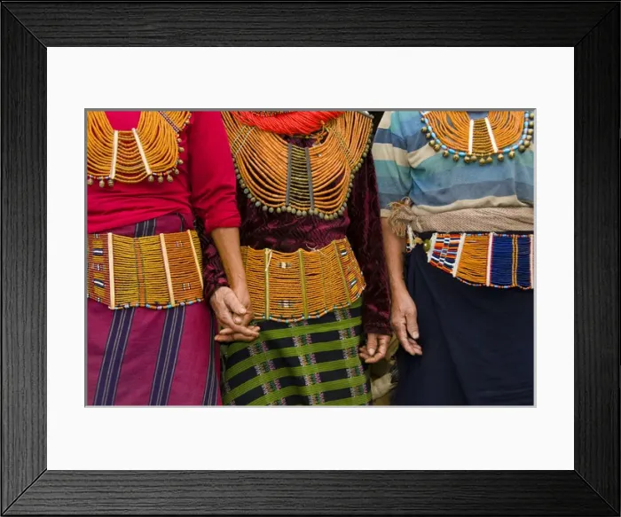 Framed Print : Mon Village Nagaland, northeast India, detail of the Deputy Queen and two friends