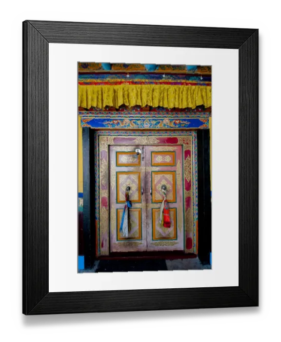 Framed Print : India, Jammu & Kashmir, Ladakh, a brightly painted and decorated door at Shey Palace Framed Print : India, Jammu & Kashmir, Ladakh, a brightly painted and decorated door at Shey Palace