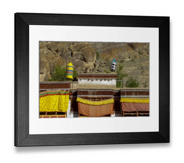 Framed Print : India, Jammu & Kashmir, Ladakh, a closeup of Hemis Monastery with cloth draperies