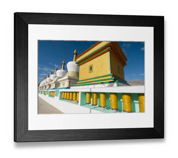 Framed Print : India, Jammu & Kashmir, Ladakh, chortons and prayer flags near the Dali Lama s Framed Print : India, Jammu & Kashmir, Ladakh, chortons and prayer flags near the Dali Lama s
