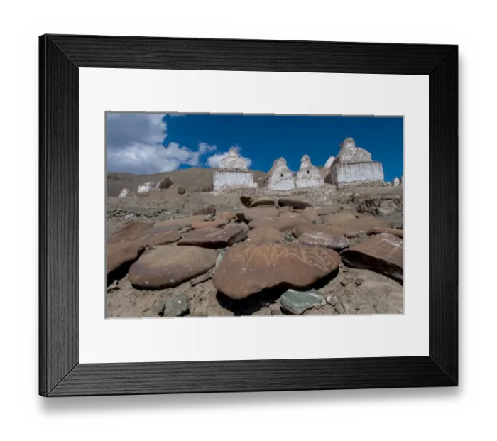 Framed Print : India, Jammu & Kashmir, Ladakh, Stok, chortons and prayer stones below Stok Palace Framed Print : India, Jammu & Kashmir, Ladakh, Stok, chortons and prayer stones below Stok Palace