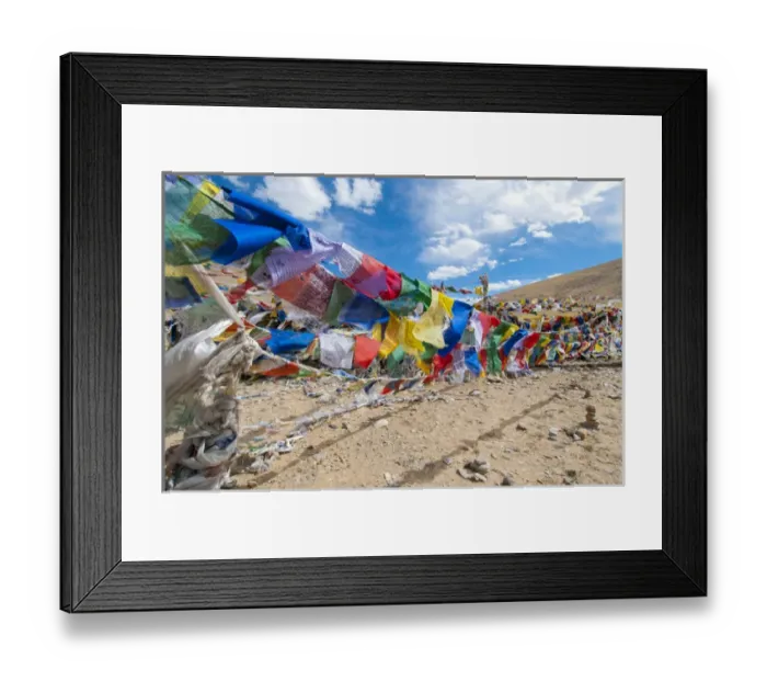 Framed Print : India, Jammu & Kashmir, Ladakh, Namshangla Pass strings of prayer flags