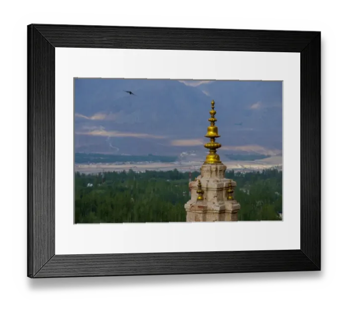 Framed Print : India, Ladakh, Leh, capital of Ladakh, Gonpa Soma (Jokhang) spire with ornamental gold accents Framed Print : India, Ladakh, Leh, capital of Ladakh, Gonpa Soma (Jokhang) spire with ornamental gold accents
