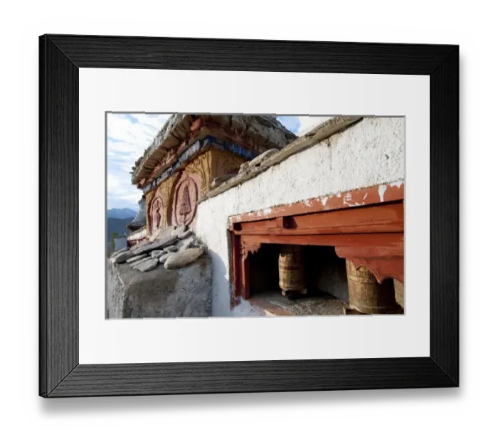 Framed Print : India, Jammu & Kashmir, Ladakh, Lamayuru on the Srinagar-Kargil-Leh road prayer wheels