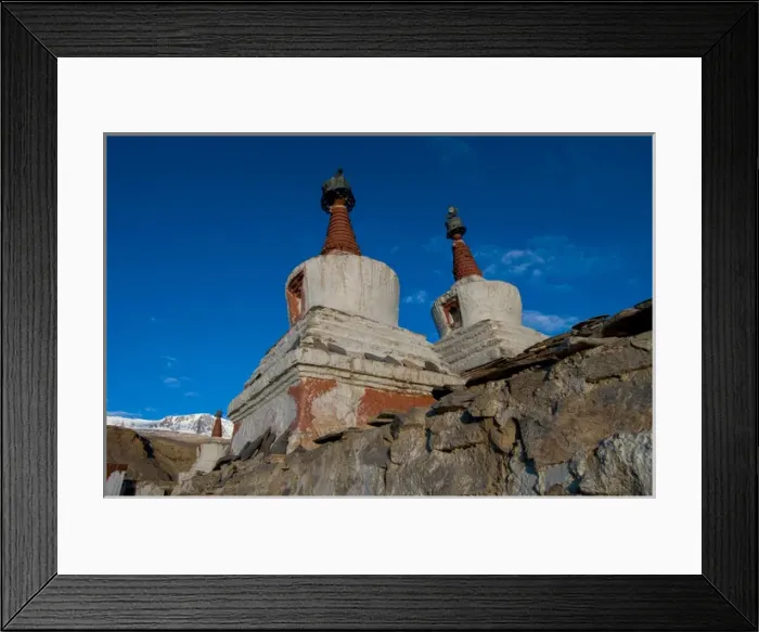 Framed Print : India, Jammu & Kashmir, Ladakh, decorated chortons with red spires at Kurzok village Framed Print : India, Jammu & Kashmir, Ladakh, decorated chortons with red spires at Kurzok village