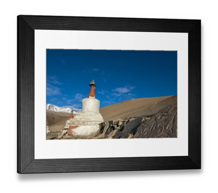 Framed Print : India, Jammu & Kashmir, Ladakh, decorated chortons with red spires at Kurzok village