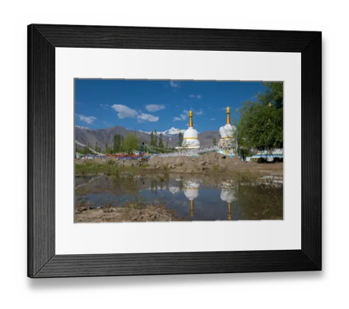Framed Print : India, Jammu & Kashmir, Ladakh, chortons and prayer flags near the Dali Lama s Framed Print : India, Jammu & Kashmir, Ladakh, chortons and prayer flags near the Dali Lama s