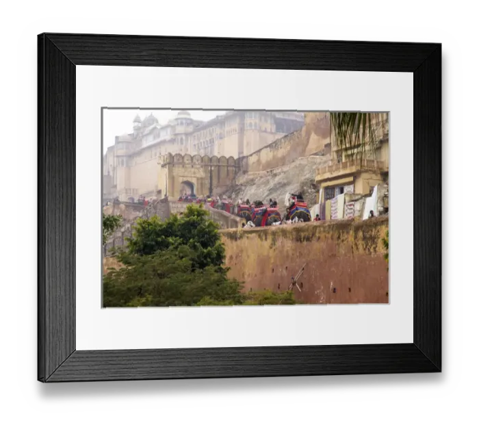 Framed Print : Asia, India, Rajasthan, Jaipur, ride through the main gate of the Amber Fort, on elephants