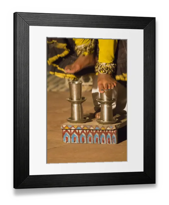 Framed Print : Asia, India, Rajasthan, Jaipur, Folk dancers and musicians. Editorial Only