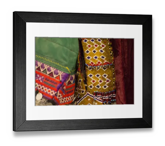 Framed Print : Asia, India, Rajasthan, Udaipur. brightly colored materials, embroideries and beaded