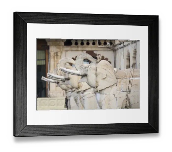 Framed Print : Asia, India, Rajasthan, Udaipur. Elephant sculptures Framed Print : Asia, India, Rajasthan, Udaipur. Elephant sculptures