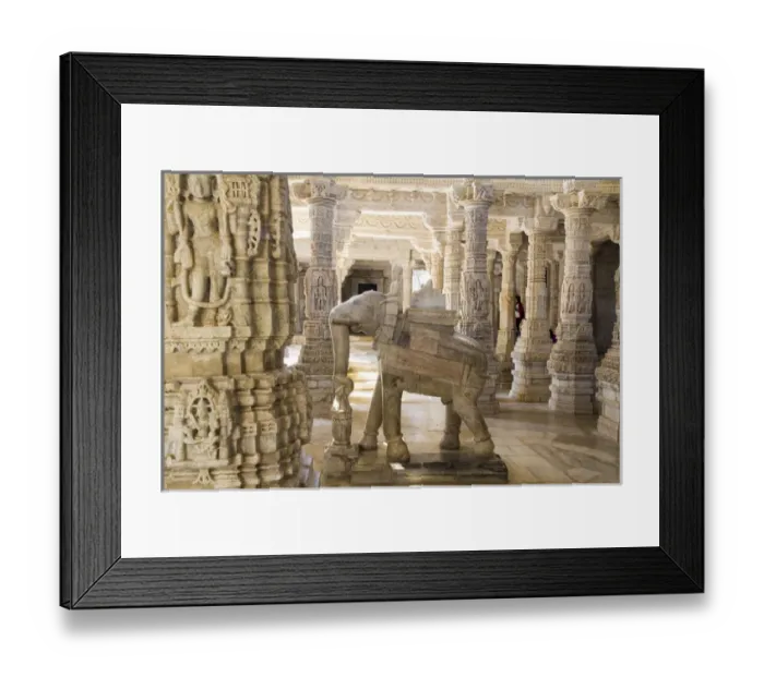 Framed Print : Asia, India, Rajasthan, Udaipur, Jagdish temple. Marble elephant