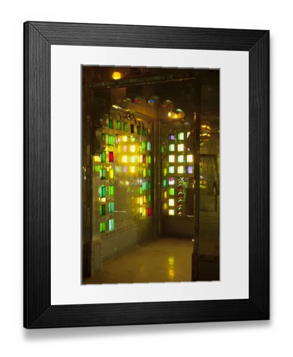Framed Print : Brightly colored, mirrored room, City Palace, Udaipur, Rajasthan, India Framed Print : Brightly colored, mirrored room, City Palace, Udaipur, Rajasthan, India
