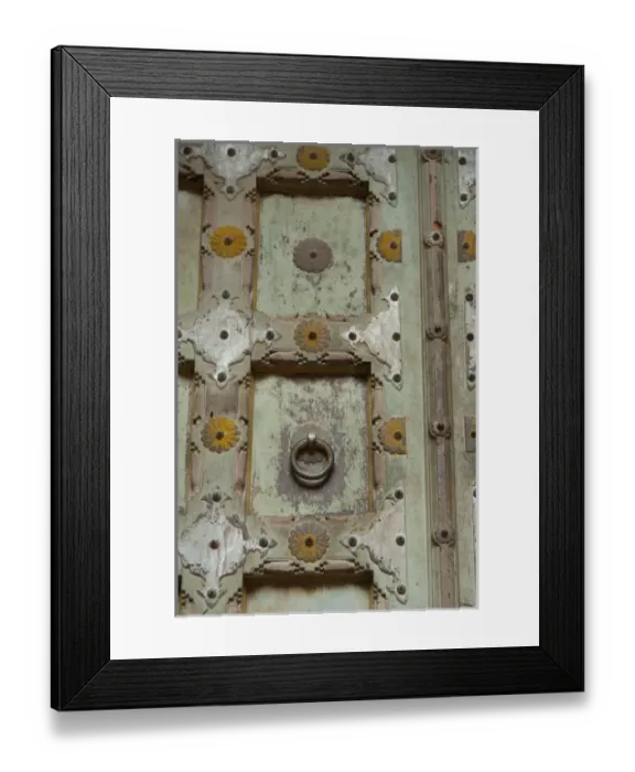Framed Print : Detail of a wooden door, Mehrangarh Fort, Jodhpur, Rajasthan, India