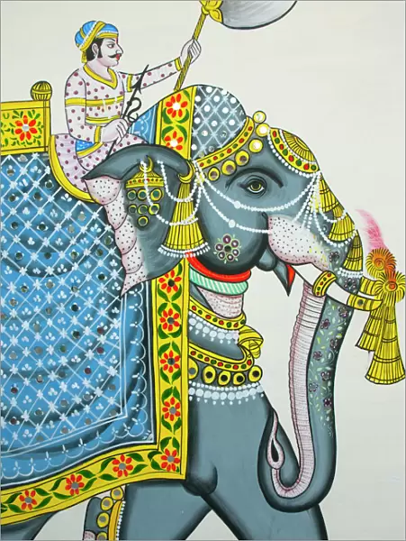 Elephant mural, Mahendra Prakash hotel, Udaipur, Rajasthan, India