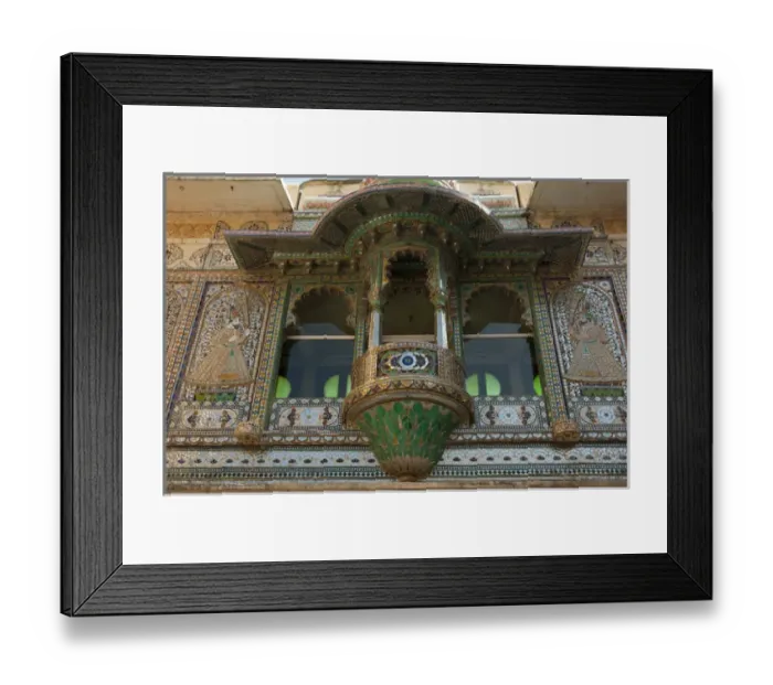 Framed Print : Elaborate wall decorations City Palace, Udaipur, Rajasthan, India