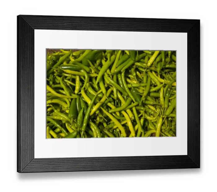Framed Print : Green chilies for sale, Fatehpur Sikri, Uttar Pradesh, India