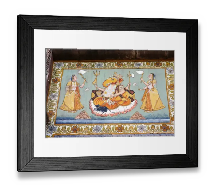 Framed Print : Mural painted on the wall, Mehrangarh Fort, Jodhpur, Rajasthan, India