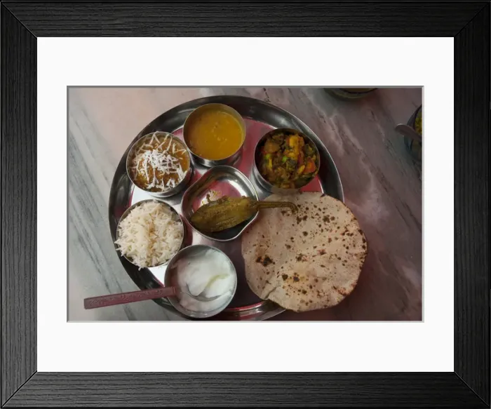 Framed Print : Thali for lunch, Fatehpur Sikri, Uttar Pradesh, India