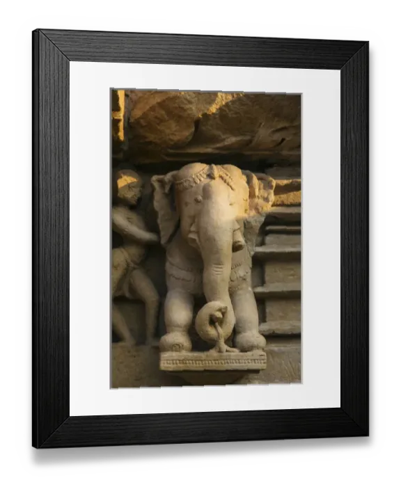 Framed Print : Nymph and the elephant, Khajuraho, Madhya Pradesh, India