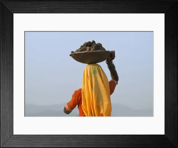 Framed Print : Woman carrying load on head, Pushkar, Rajasthan, India Framed Print : Woman carrying load on head, Pushkar, Rajasthan, India