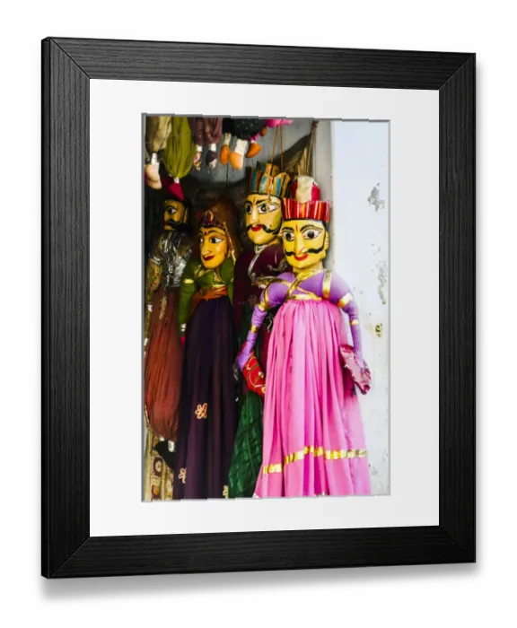 Framed Print : Udaipur, Rajasthan, India. Male and female India toy puppets dressed in traditional Framed Print : Udaipur, Rajasthan, India. Male and female India toy puppets dressed in traditional