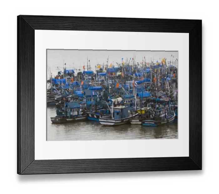 Framed Print : Fishing boats moored by the village, Goa, India