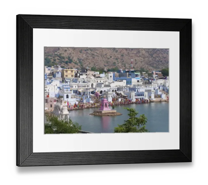 Framed Print : Buildings around Pushkar Lake, Pushkar, Rajasthan, India Framed Print : Buildings around Pushkar Lake, Pushkar, Rajasthan, India