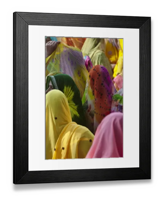 Framed Print : Women in colorful saris gather together, Jhalawar, Rajasthan, India Framed Print : Women in colorful saris gather together, Jhalawar, Rajasthan, India