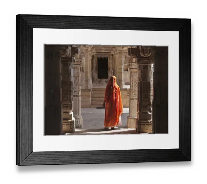 Framed Print : Woman in Jain Temple in Chittorgarh Fort, Rajasthan, India Framed Print : Woman in Jain Temple in Chittorgarh Fort, Rajasthan, India