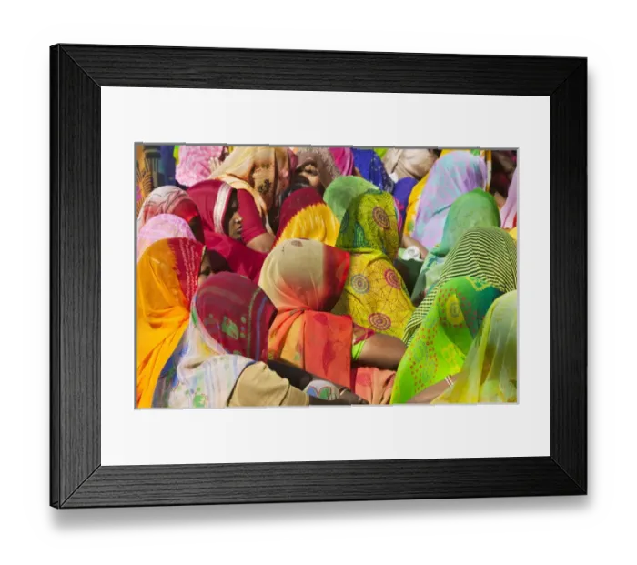 Framed Print : Women in colorful saris gather together, Jhalawar, Rajasthan, India Framed Print : Women in colorful saris gather together, Jhalawar, Rajasthan, India