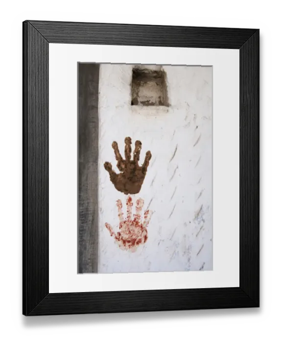 Framed Print : Traditional residence, wall decorated by hand print, Jojawar, Rajasthan, India Framed Print : Traditional residence, wall decorated by hand print, Jojawar, Rajasthan, India