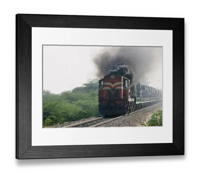 Framed Print : Train on railway track, Rajasthan, India